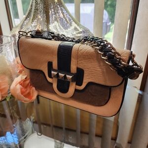 BCB Maxazria  Cream and Black Shoulder Bag